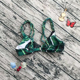 Embroidery Women's Bikini Set Sexy Leaves For Rope