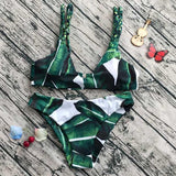 Embroidery Women's Bikini Set Sexy Leaves For Rope