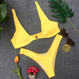 Fantastic Women Swimwear Pure Color High Waist