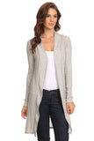 Women's Ribbed Open Front Long Sleeve Cardigan