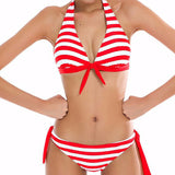 2021  Female Swimwear Bathing suit Bikini New Swimwear Set Striped Swimsuit Fashion Beachwear Bathing