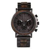 BOBOBIRD Luxury Business Watch Men Wooden Stopwatch Date Display Chronograph Wrist