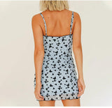 women Blue Mesh Sleeveless Mini Dress