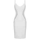 Ocstrade Vestido Bandage  New Arrival Chain Embellished Women White Bandage Dress Bodycon Celebrity Evening Club Party Dress