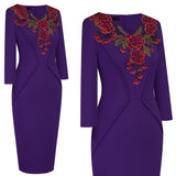 New Spring Embroidery Flower Elegant Office Dress Business Work