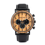 BOBOBIRD Luxury Business Watch Men Wooden Stopwatch Date Display Chronograph Wrist
