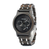 BOBOBIRD Luxury Business Watch Men Wooden Stopwatch Date Display Chronograph Wrist