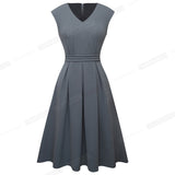 Brief Elegant Solid Color Sleeveless with Pocket