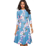 Vintage Elegant Patchwork Round neck Pinup Business Party