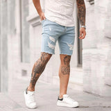 Destroyed Skinny Jeans 2021 Brand New Men Ripped Pant Shorts Jeans Short Pants Frayed Denim Size S-3XL New