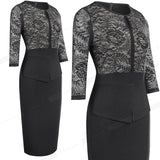 Autumn Elegant Lace Patchwork Dresses Business Party Bodycon