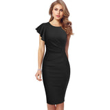 New Summer Women Elegant Ruffle Sleeveless Dresses Business Formal Party