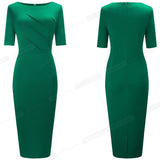 Elegant Solid Black Color Office Dresses Business Slim Pencil Dress Summer B614