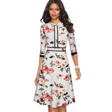 Vintage Elegant Patchwork Round neck Pinup Business Party