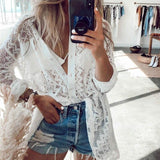 Sexy Hollow out See Through Blouse Summer Beach
