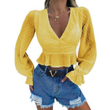 sexy chiffon transparent ruffles tops shirts