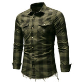 Spring New Mens Plaid Flannel Lumberjack Tartan Check Shirt Brushed Cotton Casual Shirts Fashion Streetwear With Two Pocket