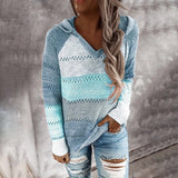 Women Casual Long Sleeve Knitted Sweater TopV Neck