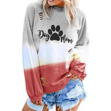 Sweatshirt Womens Dog Mom Print Gradient Long Sleeve O Neck Pullover Hoodies Autumn