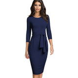 Office Dresses Business Fitted Slim Vinatge Dress B612 Spring Women Elegant Bandage