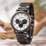 BOBOBIRD Luxury Business Watch Men Wooden Stopwatch Date Display Chronograph Wrist