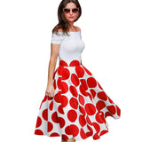 Summer Women Retro Polka Dots Patchwork Dresses Party