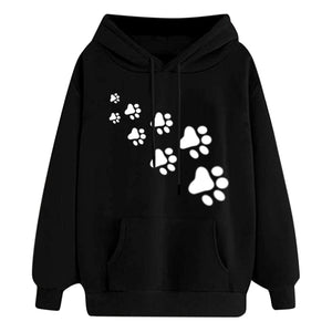 Dog paw Print Women's Hoodies Lightweight Long Sleeve Casual Pullover Hooded Autumn Winter Women