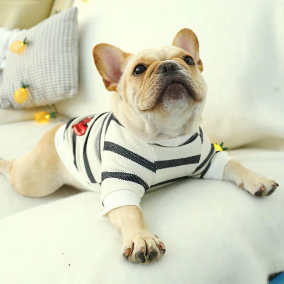 Fashion Black And White Striped Shirt For Small Dogs Comfortable Puppy