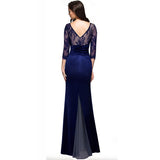 Elegant Sexy Backless Lace Patchwork Gown Celebrity Party Bodycon Women Mermaid Maxi Dress