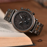 BOBOBIRD Luxury Business Watch Men Wooden Stopwatch Date Display Chronograph Wrist