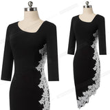 Chic Contrast Color Patchwork with Sash Dresses Business Bodycon Sheath Fitted