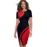 New Spring Elegant Stylish Contrast Color Patchwork Office Work