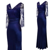 Elegant Sexy Backless Lace Patchwork Gown Celebrity Party Bodycon Women Mermaid Maxi Dress