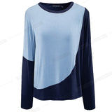 Women Fashion Contrast Color Patchwork T-Shirts Casual Oversized Shift Tees Tops Spring btyT058