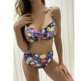 New Swimwear Women Print Sexy Swimsuit Push Up  Bathing Suits Floral Beach Wear XXXL High Waist Bikini Plus Size