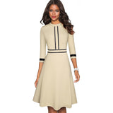 Vintage Elegant Patchwork Round neck Pinup Business Party