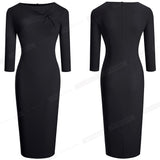 New Spring Pink Color Elegant Work Dresses Business Office Bodycon Fitted Slim