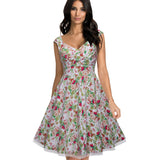 Retro Floral Mesh Pin UP Ball Gown Cocktail Party Flared Formal