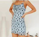 women Blue Mesh Sleeveless Mini Dress