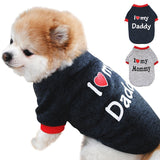 Cotton Pet Dog Cat Clothes Casual Puppy Kitten Clothing I Love Mommy & Daddy Print Vest T-Shirt