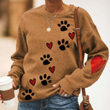 Dog Print Sweatshirt Fashion Women O-Neck Love Printed Hoodie Long Sleeves Tops Pullover