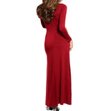 Winter Women Red Color with Sexy side Split Gown Celebrity Party