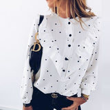 Polka Dot Ruffle Blouse Shirt Elegant Tops