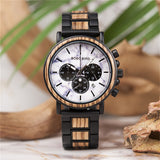 BOBOBIRD Luxury Business Watch Men Wooden Stopwatch Date Display Chronograph Wrist