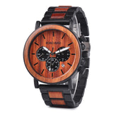 BOBOBIRD Luxury Business Watch Men Wooden Stopwatch Date Display Chronograph Wrist