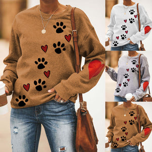 Dog Print Sweatshirt Fashion Women O-Neck Love Printed Hoodie Long Sleeves Tops Pullover