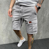 Men Elastic Drawstring Trunk Fitness Streetwear Casual Breathable Gym Shorts Loose Hip Cargo Shorts Summer Shorts Men Clothing