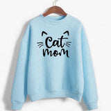 Women Sweatshirt Cat mom letter Printed Hoodie Long Sleeve Pullover Jumper