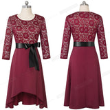 New Spring Women Fashion Floral Lace Elegant Dresses Cocktail Party Flare