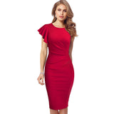 New Summer Women Elegant Ruffle Sleeveless Dresses Business Formal Party